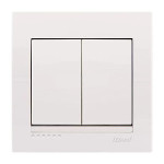 Выключатель двухклавишный LEZARD Deriy белый 702-0202-101