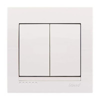 Выключатель двухклавишный LEZARD Deriy белый 702-0202-101