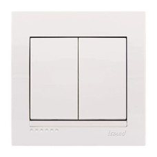 Выключатель двухклавишный LEZARD Deriy белый 702-0202-101