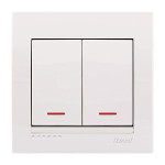Выключатель двухклавишный с подсветкой LEZARD Deriy белый 702-0202-112 