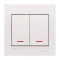 Выключатель двухклавишный с подсветкой LEZARD Deriy белый 702-0202-112 