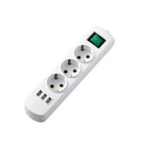 Колодка LEZARD 3 входи з заземленням та вимикачем +USB біла Letitia 721-0300-302U
