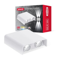 Светлодиодный накладной фасадный светильник  MAXUS MWL 4W 3CCT IP65 WH Square белый 1-MWL-4W-WHS