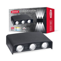 Светлодиодный накладной фасадный светильник MAXUS MWL 6W 3CCT IP65 BL Square черный 1-MWL-6W-BLS