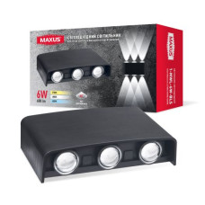Светлодиодный накладной фасадный светильник MAXUS MWL 6W 3CCT IP65 BL Square черный 1-MWL-6W-BLS