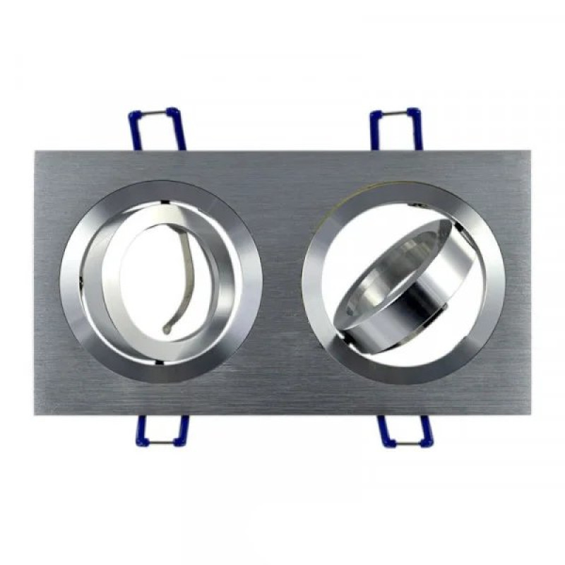 Врізний карданний світильник FERON DL6122 срібло подвійний поворотний 28941