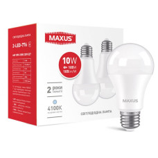Набор светодиодных лампочек MAXUS A60 10W 4100K 220V E27 2-LED-776