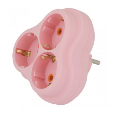 Тройник Nilson 3 гнезда с заземлением розовый (40520101)