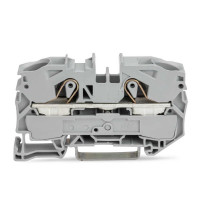 Клемник  на ДІН WAGO 16  (JXB) самозаж. сірий з кнопкою 2216-1201