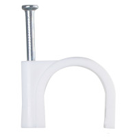 Скоба с гвоздем АСКО-УКРЕМ 30мм круглая белая A0150030026