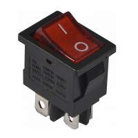 Переключатель АСКО-УКРЕМ KCD1-4-201N R/B 1-клавишный красный с подсветкой A0140040062