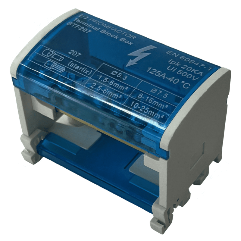 Шина нулевая 2 бруска по 7 отверстий в корпусе Промфактор ( BTF207 )