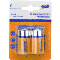 Батарейка АСКО щелочная C/LR14/BL2 (2шт)