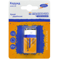 Батарейка АСКО щелочная Корунд (Крона) Аско.6LR61.BL1 (блистер 1шт)