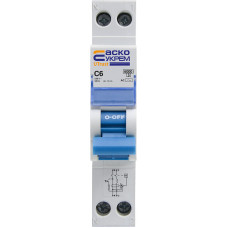 Устройство защитного отключения UTrust 1P+N (18 mm) 6А 10mА AC АСКО (A0010210148)