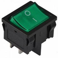 Переключатель АСКО-УКРЕМ KCD1-6-201N GR/B 1-клавишный зеленый с подсветкой A0140040083