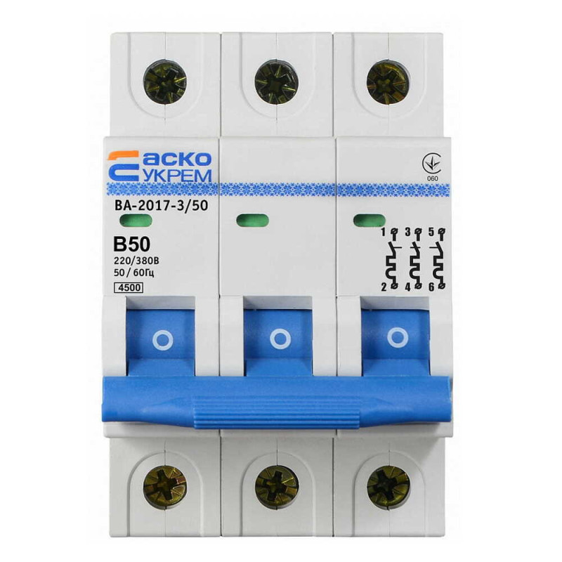 Автоматичний вимикач УКРЕМ ВА-2017/B 3р 50А АСКО (A0010170070)