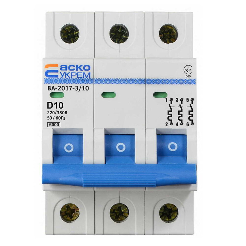Автоматичний вимикач УКРЕМ ВА-2017/D 3р 10А АСКО (A0010170100)