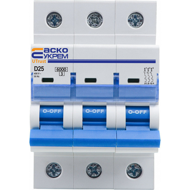 Модульный автоматический выключатель UTrust 3р 25А D 6kА АСКО (A0010210108)