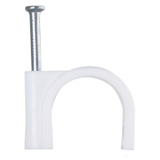 Скоба с гвоздем АСКО-УКРЕМ 22мм круглая белая A0150030025