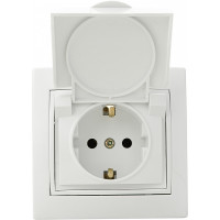 Розетка с заземлением и крышкой белая РВбсб16-З-Fl-W серия FL, АСКО-УКРЕМ