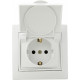 Розетка с заземлением и крышкой белая РВбсб16-З-Fl-W серия FL, АСКО-УКРЕМ