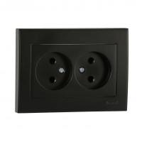 Розетка двухместная с/з LEZARD RAIN антрацит 703-4242-127В