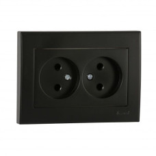 Розетка двухместная с/з LEZARD RAIN антрацит 703-4242-127В