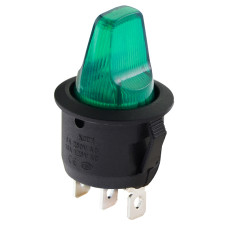 Перемикач KCD1-5-101NH GR/B чорний з високою зеленою клавішою з підсвічуванням АСКО (A0140040141)