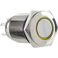 Кнопка металлическая с подсветкой (1НВ+1НЗ) 220В желтая TYJ16-261, АСКО-УКРЕМ (A0140010094)