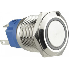 Кнопка металлическая с подсветкой (1НВ+1НЗ) 24В зеленая TYJ19-271, АСКО-УКРЕМ (A0140010138)