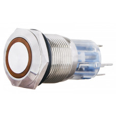 Кнопка металлическая с подсветкой (1НВ+1НЗ) 24В желтая TYJ19-271, АСКО-УКРЕМ (A0140010137)