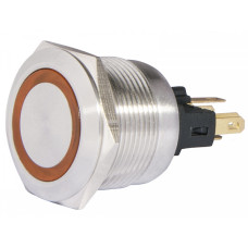 Кнопка металлическая с подсветкой (1НВ+1НЗ) 24В желтая TYJ22-271, АСКО-УКРЕМ (A0140010140)