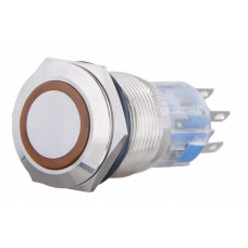 Кнопка металлическая с подсветкой (2НВ+2НЗ) 220В желтая TYJ19-272, АСКО-УКРЕМ (A0140010115)