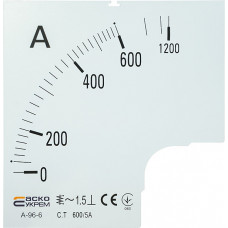 Шкала 600/5А до амперметра трансформаторного включения A-96-6 (96×96 мм) АСКО-УКРЕМ A0190010087