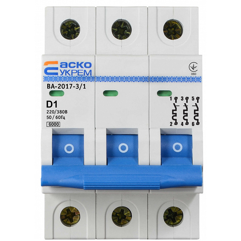 Автоматический выключатель УКРЕМ ВА-2017/D 3р 1А АСКО (A0010170094)