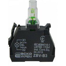 Блок ZBV-B3 для подсветки зеленый 24В для кнопок TB5, АСКО-УКРЕМ (A0140010210)