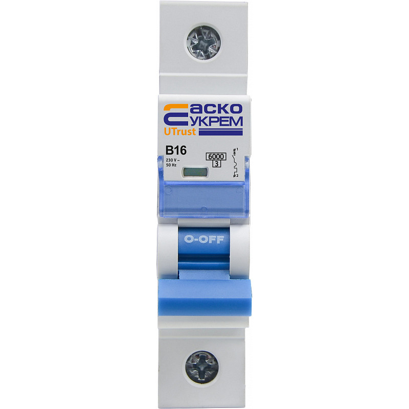 Модульный автоматический выключатель UTrust 1р 16А B 6kА АСКО (A0010210008)