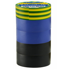 Лента 0,13мм*19мм/10м Набор №4 (2 черных+2синих+1желто-зеленых) АСКО A0150020024