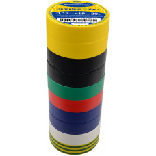 Лента 0,13мм*19мм/20м Набор №3(2черные+2синие+2желтые+1красная+1зеленая+1белая+1ж/с) АСКО A0150020023