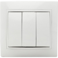Выключатель трехклавишный белый BBсб10-3-0-Fl-W серия FL, АСКО-УКРЕМ