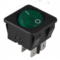 Переключатель KCD2-10-201 GR/B 2-полюсный черный с круглой зеленой клавишей АСКО-УКРЕМ (A0140040127)