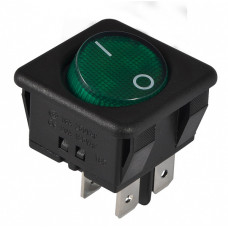 Переключатель KCD2-10-201 GR/B 2-полюсный черный с круглой зеленой клавишей АСКО-УКРЕМ (A0140040127)