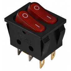 Переключатель KCD2-5-2101N R/B черный с 2 красными клавишами с подсветкой АСКО A0140040117