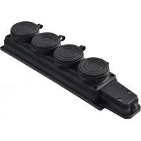 Колодка каучуковая 2Р+PE с защитными четырехместными крышками 16А IP44 АСКО (A0250010010)