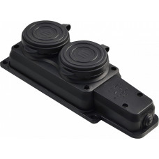 Колодка каучуковая 2Р+PE с защитными крышками двухместная 16А IP44 АСКО (A0250010008)