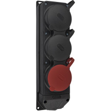 Колодка каучуковая 3Р+РЭ с защитными крышками трехместная (1×25А/2×16A*2P+PE) IP44 АСКО (A0250010013)