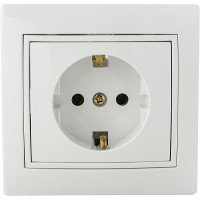 Розетка с заземлением белая PBсб16-З-Fl-W серия FL, АСКО-УКРЕМ