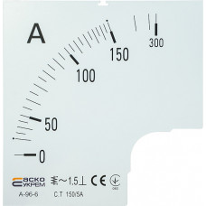 Шкала 150/5А до амперметра трансформаторного включения A-96-6 (96×96 мм) АСКО-УКРЕМ A0190010082