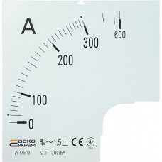 Шкала 300/5А до амперметра трансформаторного включения A-96-6 (96×96 мм) АСКО-УКРЕМ A0190010084